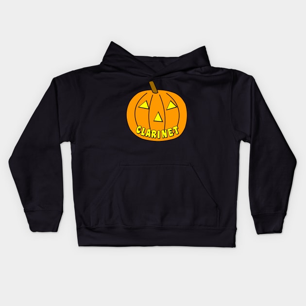 Clarinet Halloween Pumpkin Kids Hoodie by Barthol Graphics